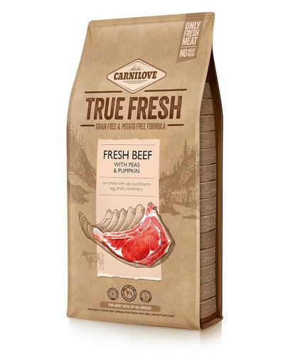 CARNILOVE True Fresh Beef liellopu gaļas suņu barība 11,4 kg + 1,4 kg barība tītars BEZMAKSAS