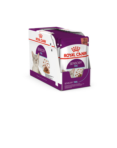 ROYAL CANIN Sensory Feel mērce 24x85 g gabaliņi mērcē pieaugušiem kaķiem, lai stimulētu tekstūras uztveri.