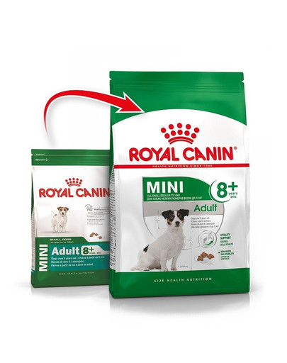 ROYAL CANIN Mini Adult 8+ vecākiem suņiem vecumā no 8 līdz 12 gadiem, mazām šķirnēm 8 kg (10 x 0,8 kg)