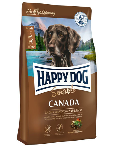 HAPPY DOG Supreme Canada 22 kg (2 x 11kg) Sausā barība uz graudu bāzes pieaugušiem suņiem ar augstu enerģijas patēriņu