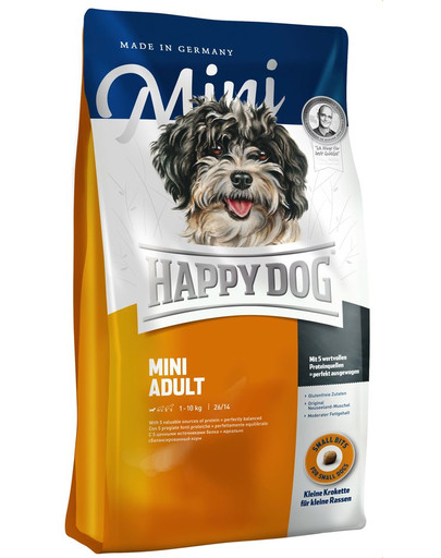 HAPPY DOG Fit & Well Adult Mini 16 kg (2 x 8 kg) sausā barība pieaugušiem mazo šķirņu suņiem