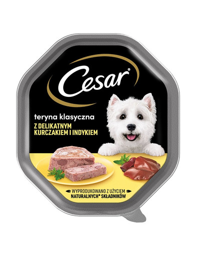 CESAR tacka 150 g  mitrā pilnvērtīga barība pieaugušiem suņiem tern ar maigu vistas un tītara gaļu