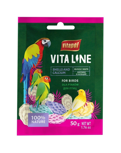 VITAPOL VITALINE Shells&Lime uztura bagātinātājs putniem, gliemežvāki+kalcijs, 50 g