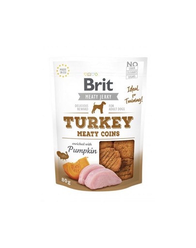 BRIT Jerky Snack Tītars Meaty coins 80 g