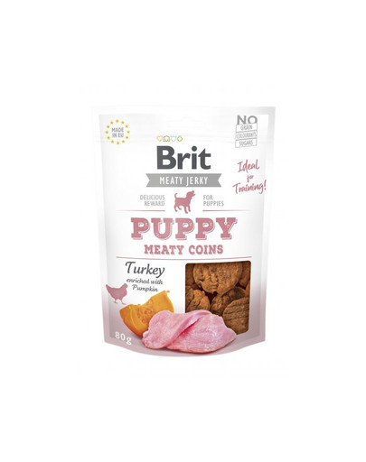 BRIT Jerky Snack Tītars Meaty coins for Puppies 80g