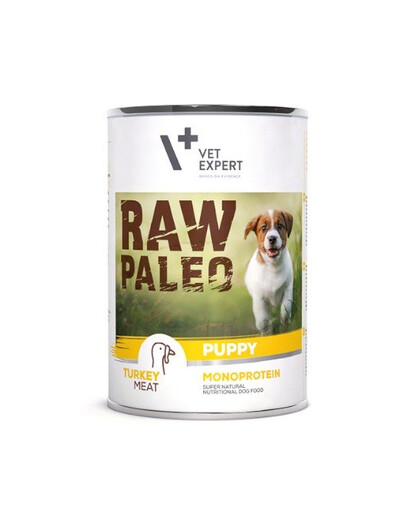 VETEXPERT RAW PALEO Puppy turkey 400 g šlapias maistas šuniukams- kalakutėna