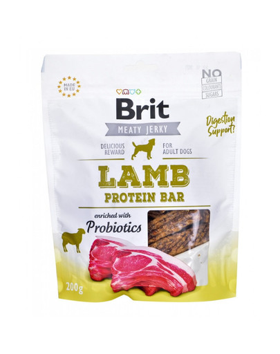 BRIT Jerky Snack Jēra gaļa Protein bar 200g