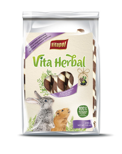 Vitapol Vita Herbal salmiņi ar dārzeņiem un augļiem grauzējiem un trušiem, 200 g