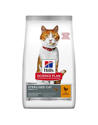 HILL'S Science Plan Young Adult Sterilised Cat Sucha kaķu barība ar vistu 10 kg