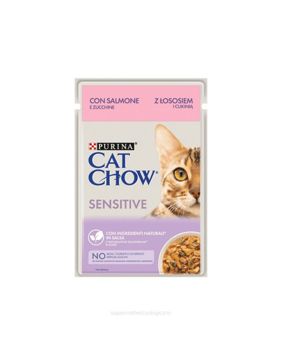 CAT CHOW Sensitive Laši un kabači mērcē 85 g