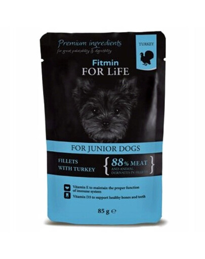 FITMIN Dog pouch Puppy Turkey in gravy 85g