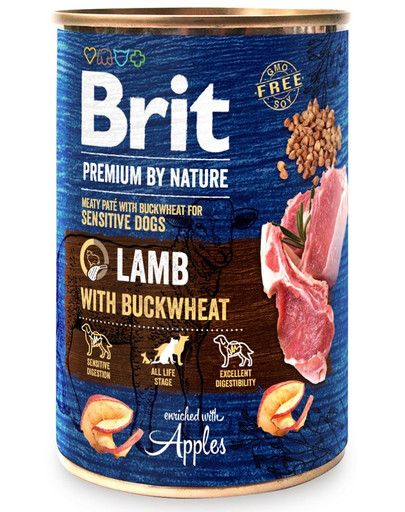 BRIT Premium by Nature 6 x 400 g dabīga barība suņiem, jēra gaļa ar griķiem