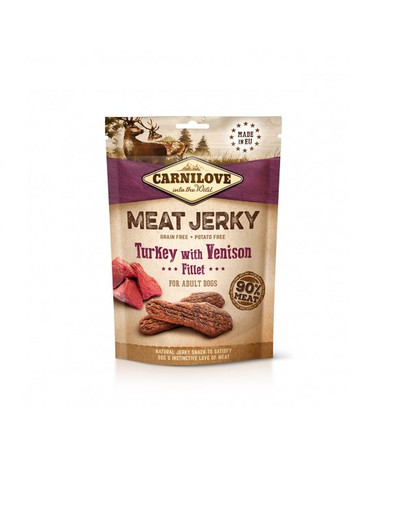 CARNILOVE Jerky tītars ar brieža fileju 100g