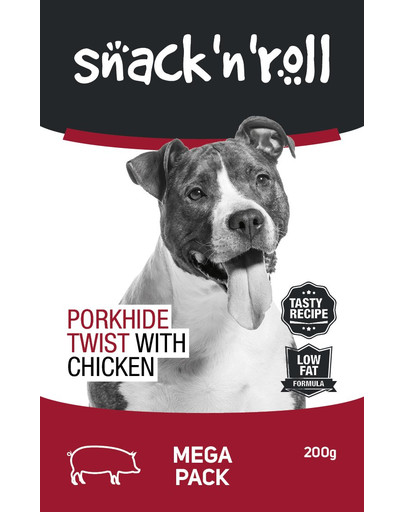 SNACK & ROLL Porkhide Twist with Chicken Cūkgaļas nūjiņas ar vistas gaļu 200 g