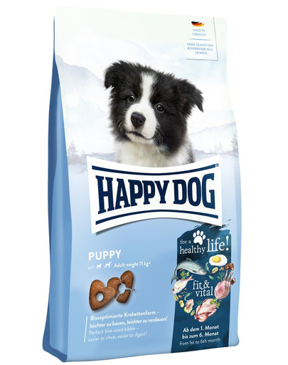 HAPPY DOG Supreme Fit&Vital Puppy 10 kg Pilnvērtīga barība kucēniem no 4 nedēļām līdz 6 mēnešiem, bez graudiem