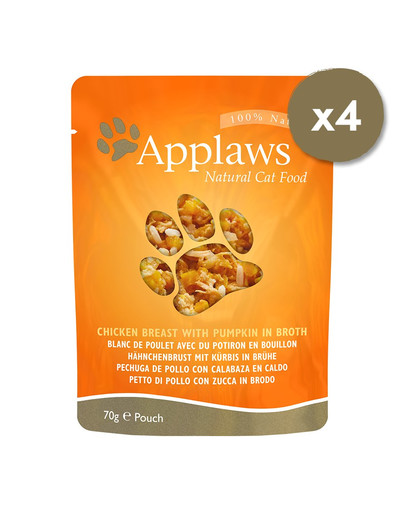 APPLAWS Cat Pouch mitrā kaķu barība ar vistu un ķirbi 12 x 70 g