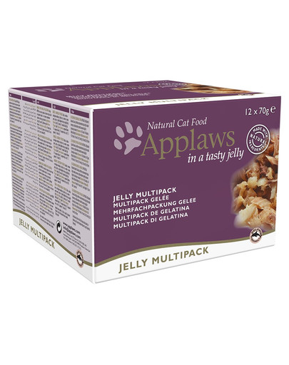 APPLAWS Cat Tin Multipack 12 x 70 g Jelly Selection mitrā barība kaķiem, garšu maisījums ar zivīm un vistu