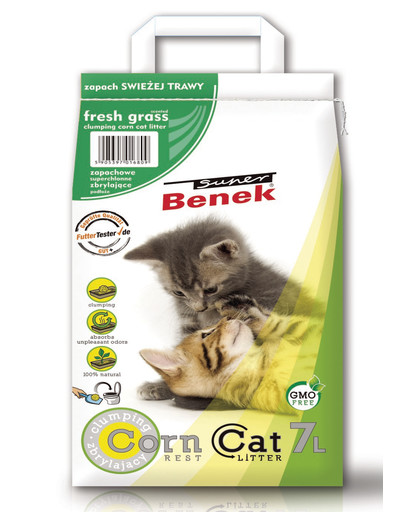 Benek Super Corn Cat Corn kukurūzas pakaiši - Fresh Grass 7 l
