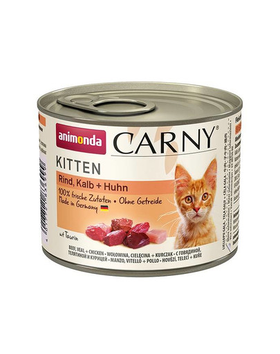 Animonda Carny Kitten ar teļa un vistas gaļu, 0,2 kg