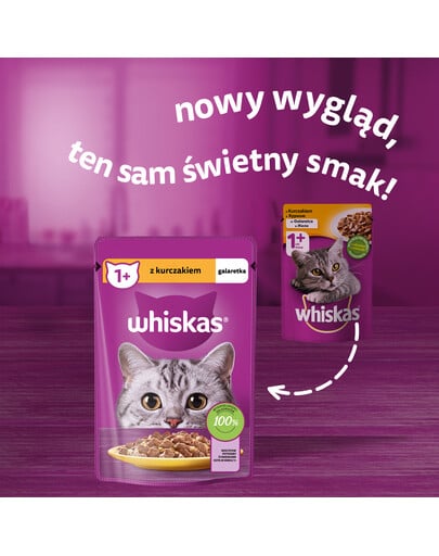 WHISKAS Adult maisiņš 85g mitrā barība pieaugušiem kaķiem vistas želejā