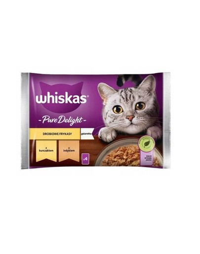 WHISKAS Pure Delight putnu gaļas fritītes ar vistas un tītara gaļu 4x85g