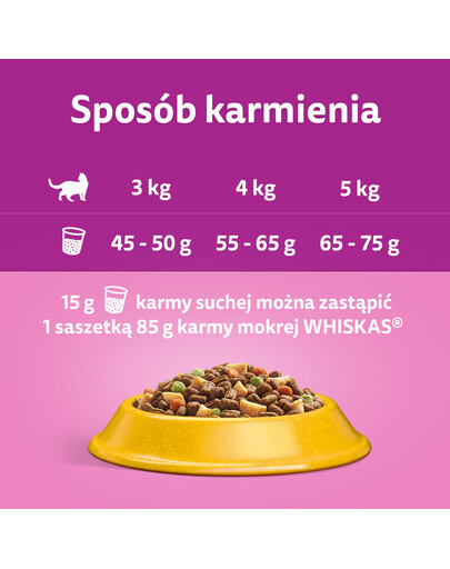 WHISKAS Adult 6x1,9 kg sausā barība pieaugušiem kaķiem ar gardu tunci