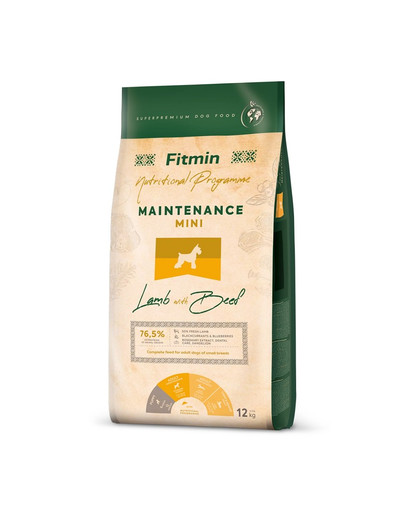 FITMIN Dog Nutritional Programme Mini Maintenance Lamb&Beef 12 kg pieaugušiem mazo šķirņu suņiem