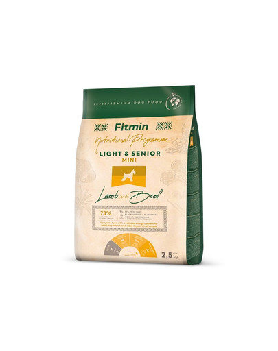 FITMIN Dog Nutritional Programme Mini Light Senior Lamb&Beef 2,5 kg vecākiem mazo šķirņu suņiem