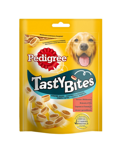 PEDIGREE Tasty Bites siera kumosiņi ar sieru un liellopu gaļu 140 g