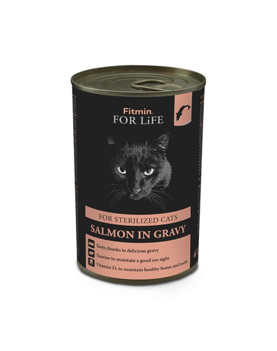 FITMIN For Life Cat Tin Sterilized Salmon 415g sterilizētiem kaķiem ar lasi