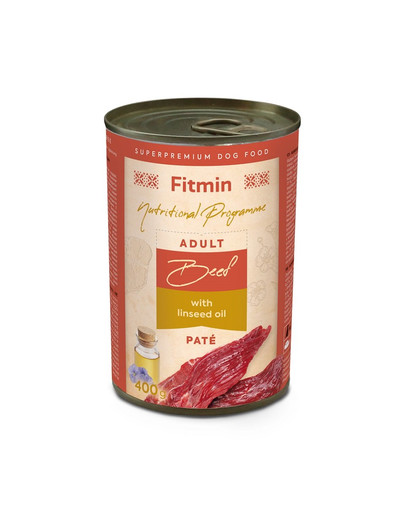 FITMIN Dog Nutritional Programme Tin Beef with lindseed oil 400g liellopu gaļa ar linsēklu eļļu