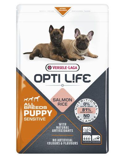 VERSELE-LAGA Opti Life Puppy Sensitive kucēniem ar jutīgu gremošanas sistēmu laši 12.5kg