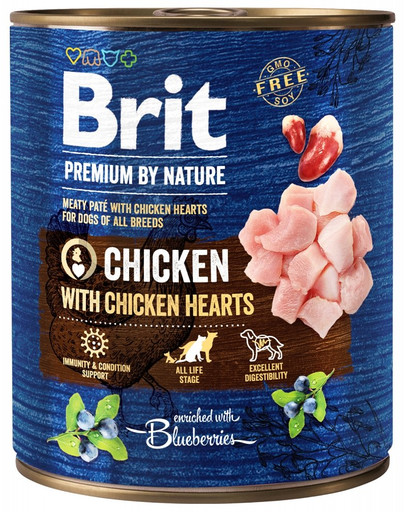 BRIT Premium by Nature 800 g vištienos ir širdžių šunų šlapias maistas