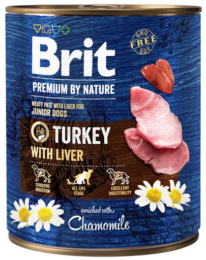 BRIT Premium by Nature 800 g kalakutienos ir kepenų šlapias maistas šuniukams