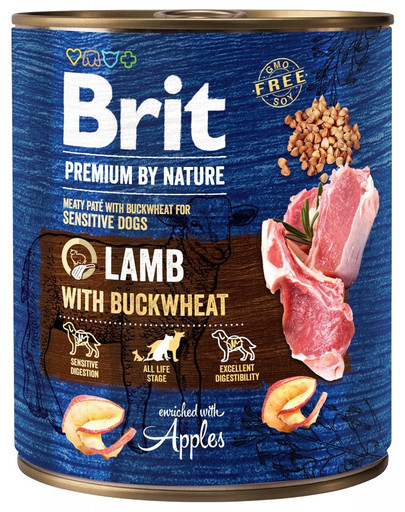 BRIT Premium by Nature 800 g mitrā suņu barība ar jēra gaļu un griķiem