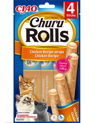 INABA Churu Rolls Chicken 4x10g vistas vrapi kaķiem