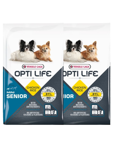 vERSELE-LAGA Opti Life Senior mini Vecākiem mazo šķirņu suņiem Mājputni 15 kg (2 x 7,5 kg)