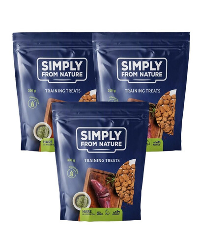 SIMPLY FROM NATURE Treniņu kārumi ar truša gaļu un zaļo tēju 3 x 300 g