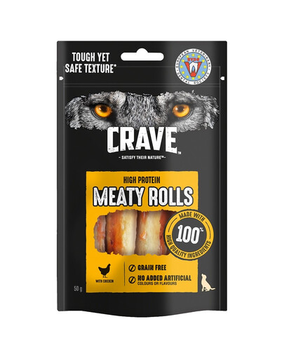CRAVE Meaty Rolls Vistas gaļa 8x50g bez graudaugiem, proteīna kārums pieaugušiem suņiem