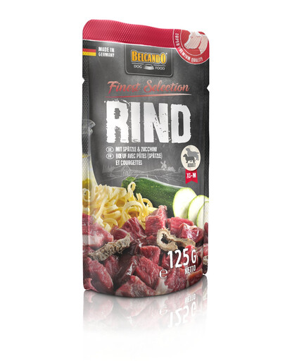 BELCANDO konservi suņiem ar liellopa gaļu, makaroniem un cukini 125 g