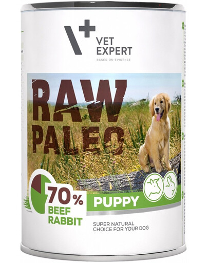 VETEXPERT RP kucēniem liellopu/trašu gaļas konservi 400g