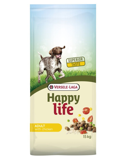 VERSELE-LAGA Happy Life Adult Chicken ar mājputnu gaļu 15 kg + 3 kg BEZMAKSAS