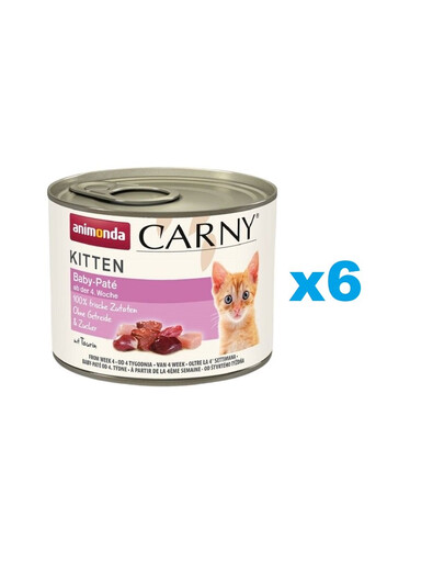 ANIMONDA Carny Kitten Baby Paté 6x200 g pastēte kaķēniem