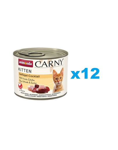 ANIMONDA Carny Kitten Poultry Cocktail 12x200 g mājputnu kokteilis kaķēniem