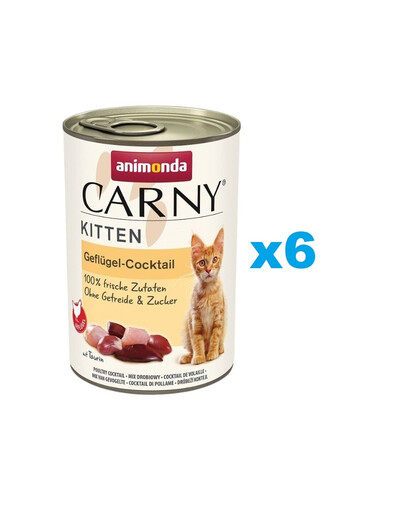 ANIMONDA Carny Kitten Poultry Cocktail 6x400 g mājputnu kokteilis kaķēniem