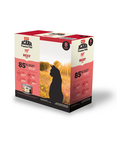ACANA Premium Pate Liellopu gaļas pastēte kaķiem 8 x 85 g
