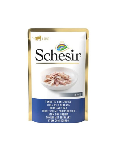 SCHESIR Jelly Adult Tuna&Sea Bass 85g tuncis ar jūras asariem želejā