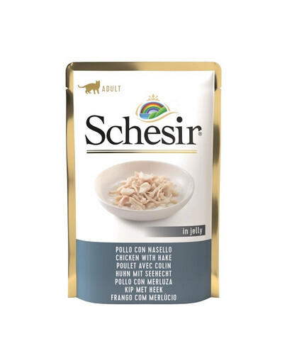 SCHESIR Jelly Adult Chicken Fillets&Cod 85g vistas gaļa ar heku želejā