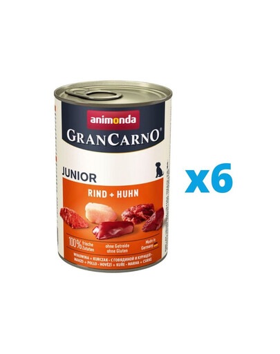 ANIMONDA GranCarno Junior komplekts ar liellopu un vistas gaļu 6 x 800 g