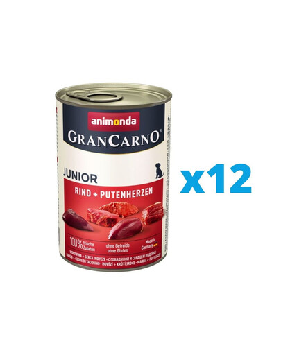 ANIMONDA GranCarno Junior komplekts liellopu gaļa / sirdis 12 x 400 g